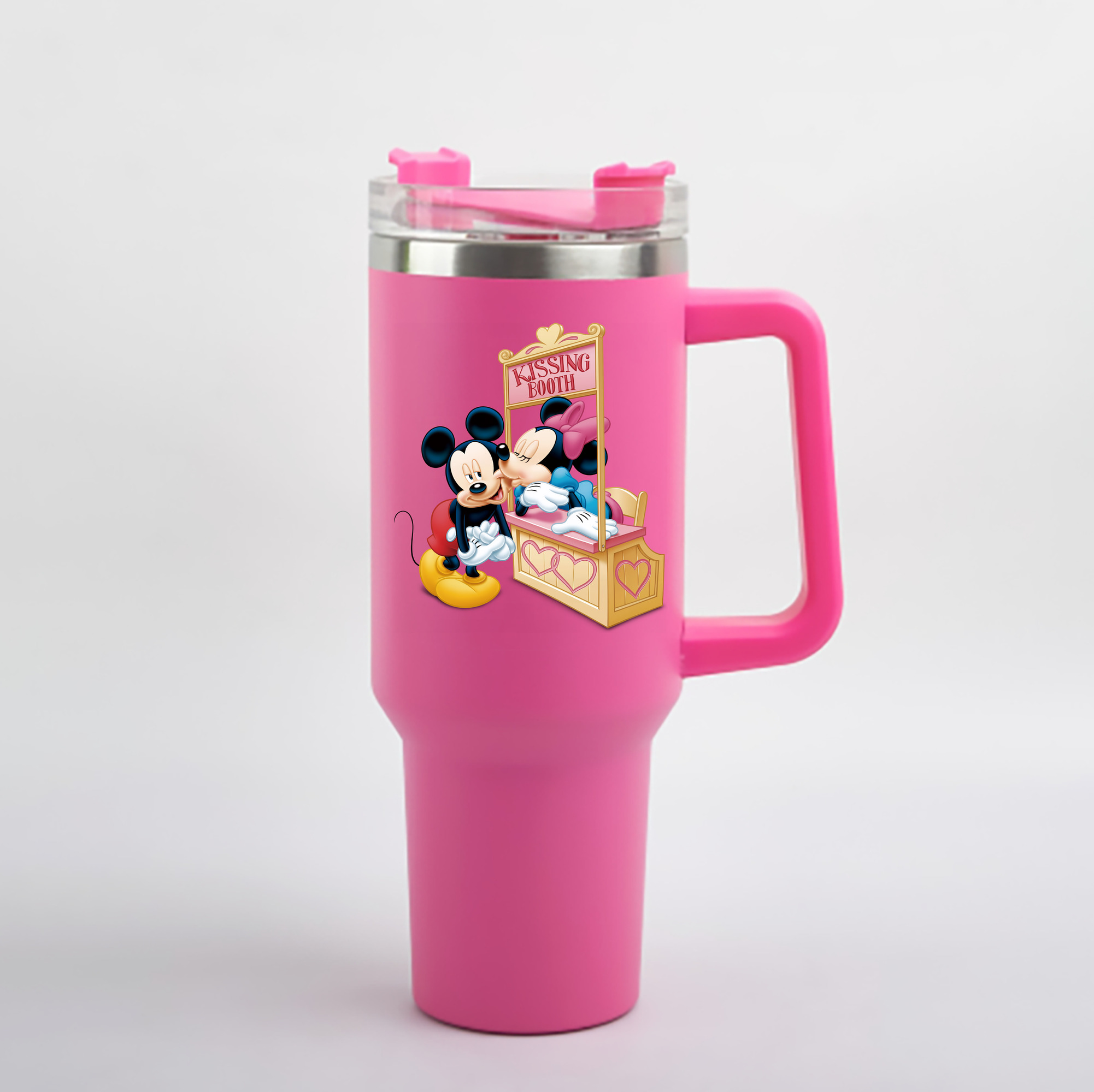 （画像用） ミッキーマウス Mickey Mouse 1200mL車用タンブラー - クリスタルステッカー（プラスチックストロー付き）